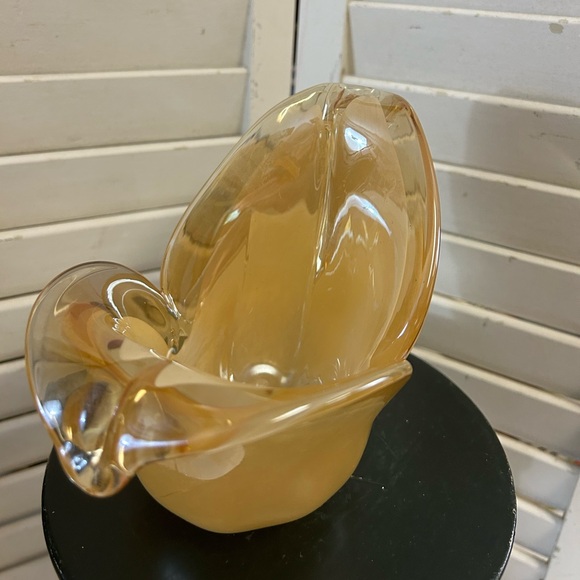 Murano Handblown Vase Vintage Murano White Crystal Peach Still has label - Picture 6 of 9